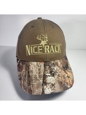 Camouflage Hat Cap Nice Rack Hook & Loop Brown with Camouflage Brim Hunter Moose